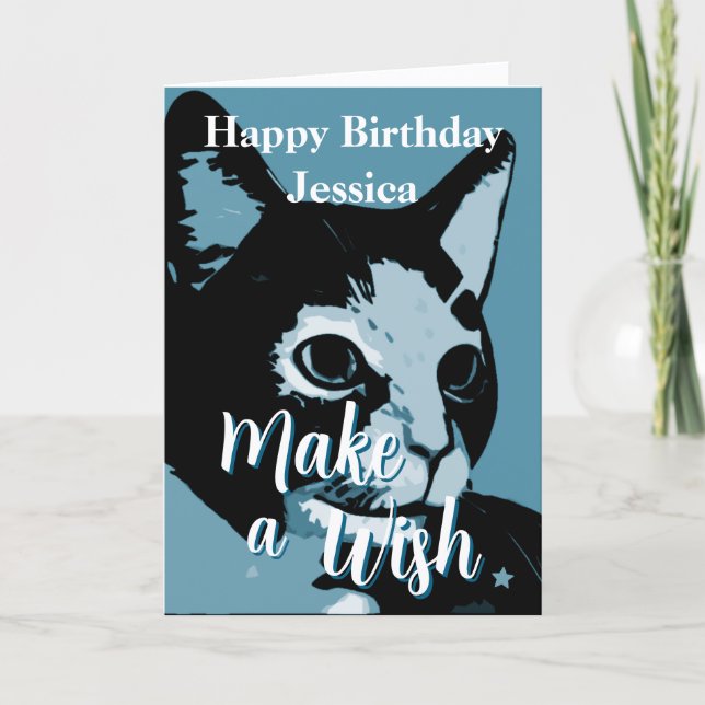 Make A Wsh Cute Artistic Cat Birthday Karte (Vorderseite)