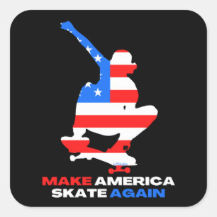 MAKE AMERICA SKATE WIEDER OLIENgrabausgabe Quadratischer Aufkleber