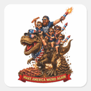 Make America Weird Again Familie Quadratischer Aufkleber