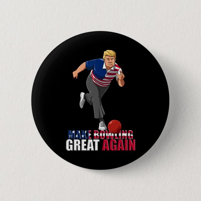 Make Bowling Great Again - Lustiges Trump Bowling  Button (Vorderseite)
