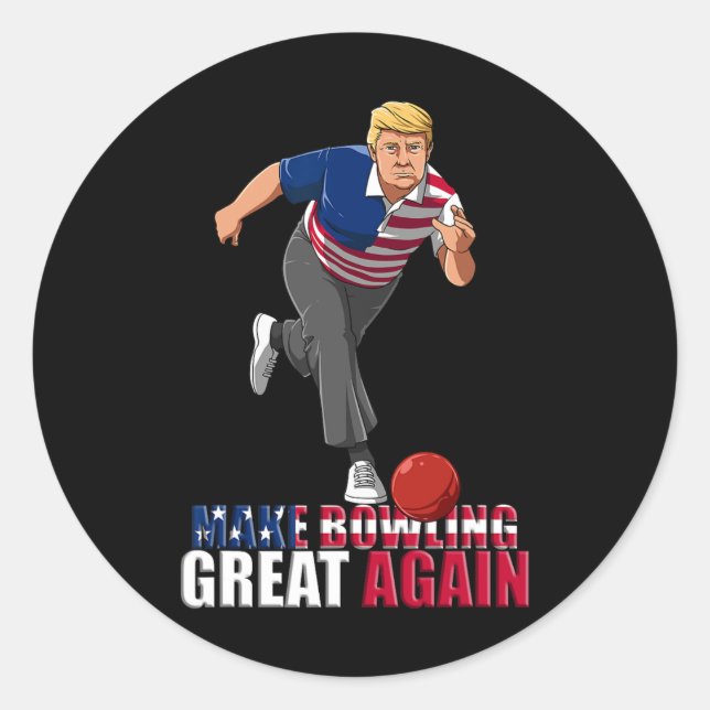 Make Bowling Great Again - Lustiges Trump Bowling  Runder Aufkleber (Vorderseite)
