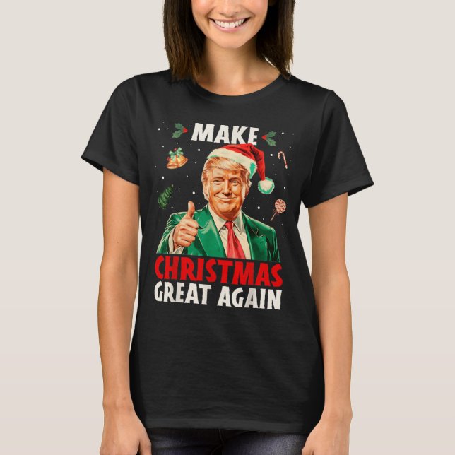 Make Christmas Great Again Funny Santa Trump 2025  T-Shirt (Vorderseite)