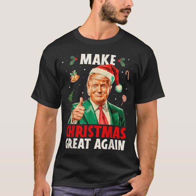 Make Christmas Great Again Funny Santa Trump 2025  T-Shirt (Vorderseite)