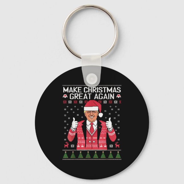 Make Christmas Great Again Trump Pajamas Ugly  Schlüsselanhänger (Vorderseite)