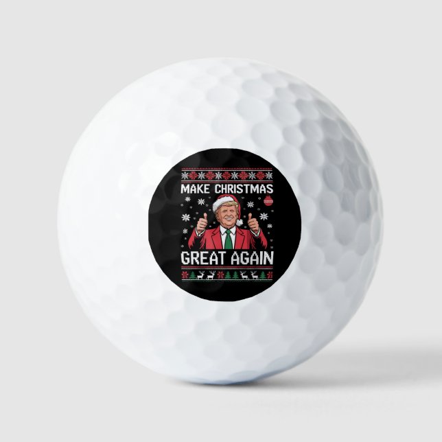 Make Christmas Great Again Trump Pajamas Ugly Xmas Golfball (Vorderseite)