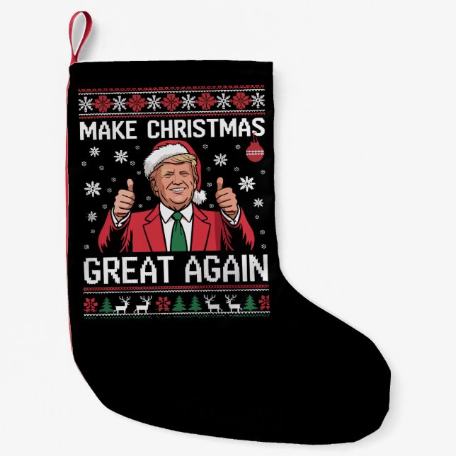 Make Christmas Great Again Trump Pajamas Ugly Xmas Kleiner Weihnachtsstrumpf (Vorderseite)