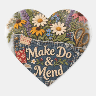 Make Do & Mend – Jeans Tasche Wildblumen Herz-Aufkleber