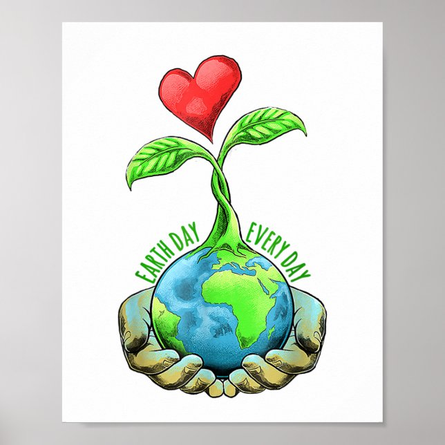 Make Every Day Earth Day Planet Earth Retro Poster (Vorne)