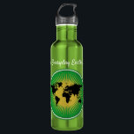 Make Everyday Earth Day Stainless Steel Water Bott Edelstahlflasche<br><div class="desc">A Unique Stainless Steel Water Bottle In Green With The World Map For School Or Sports Travel</div>