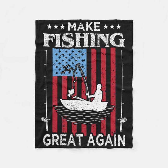 Make Fishing Great Again Trump Funny Fisherman Ang Fleecedecke (Vorderseite)