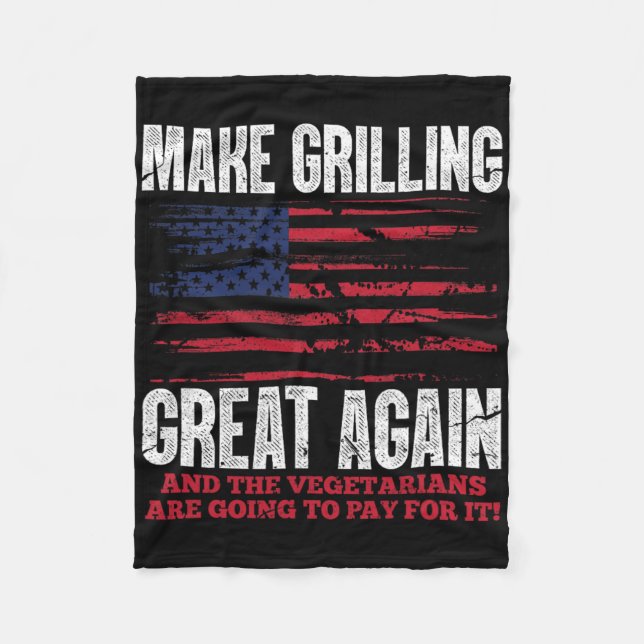 Make Grilling Great Again Lustiger Trump BBQ-Pit-M Fleecedecke (Vorderseite)