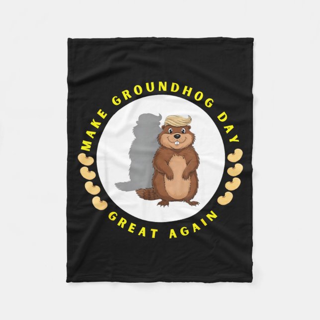 Make Groundhog Day Great Again Lustige Schattenpup Fleecedecke (Vorderseite)