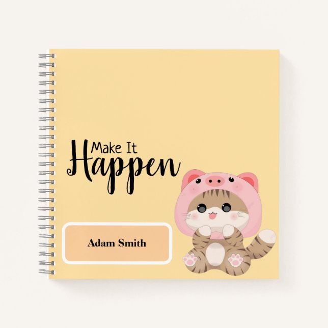 Make It Happen - Süße Tier-Themed Spiral Notebook Notizbuch (Vorderseite)