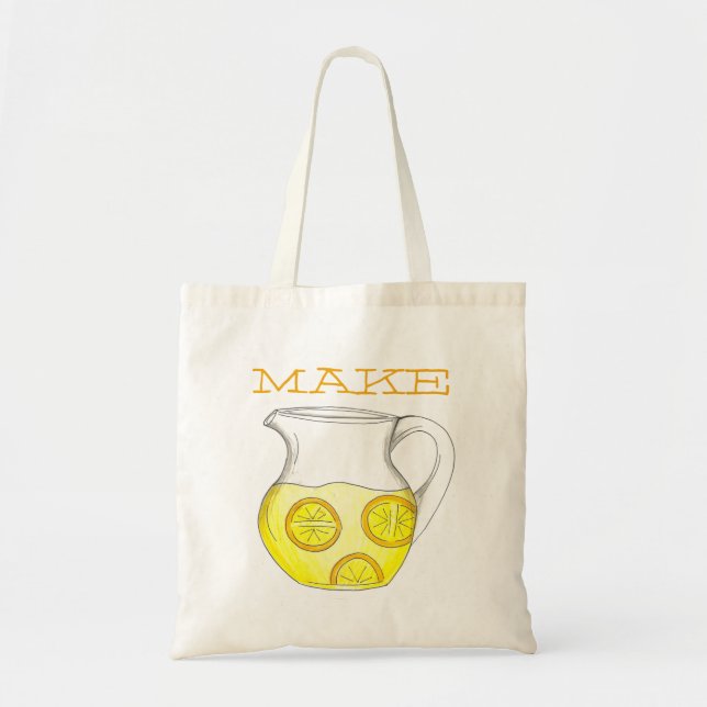 Make Lemonade Pitcher w/ Lemons Tote Bag Tragetasche (Vorne)
