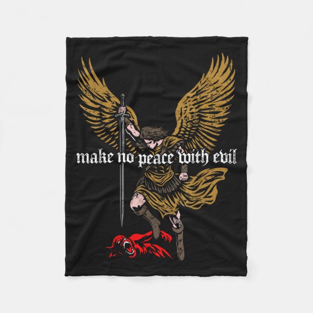 Make No Peace With Evil Archangel Michael Design  Fleecedecke (Vorderseite)