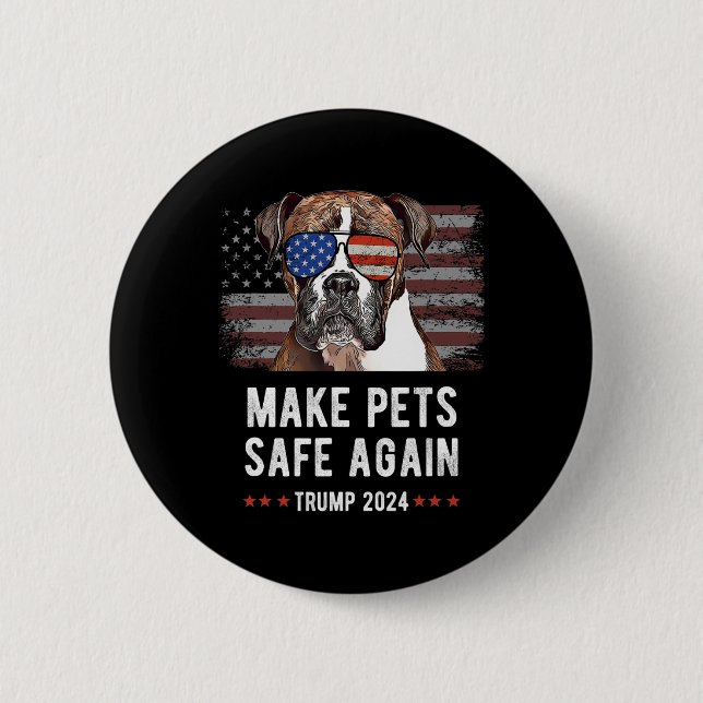 Make Pets Safe Again Boxer Dog Trump  Button (Vorderseite)