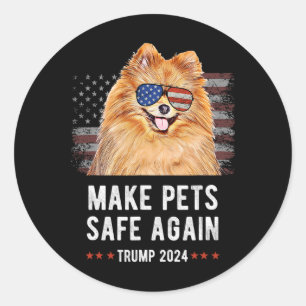 Make Pets Safe Again Pomeranian-Hund Trump 2024 Runder Aufkleber