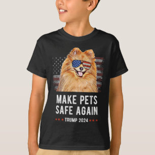 Make Pets Safe Again Pomeranian Hund Trump T-Shirt