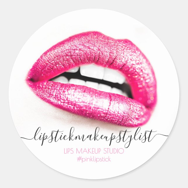 Make Pink Lips Modernes Empfinden Runder Aufkleber (Vorderseite)