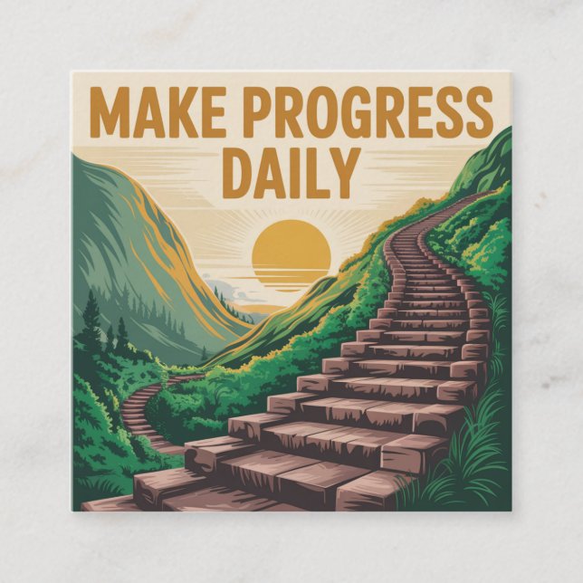 Make Progress Daily Quadratische Visitenkarte (Vorderseite)
