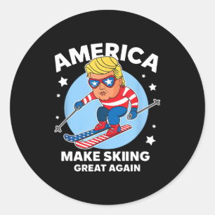 Make skiing great again - usa trump ski runder aufkleber