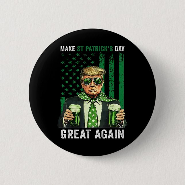 Make St Patricks Day Great Again Lustig Trump Männ Button (Vorderseite)