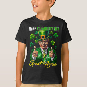 Make St Patrick's Day Great Again Shamrock Trump L T-Shirt