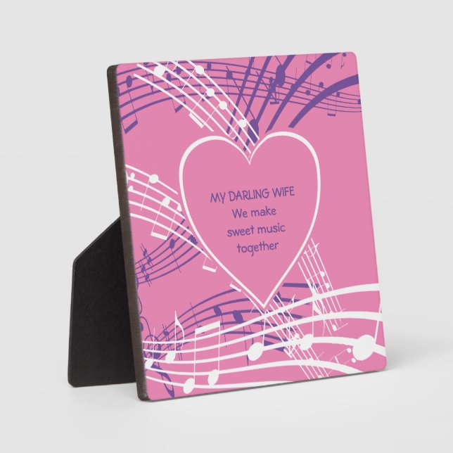 MAKE SWEET MUSIC Valentine Heart Darling Ehefrau Fotoplatte (Vorderseite)