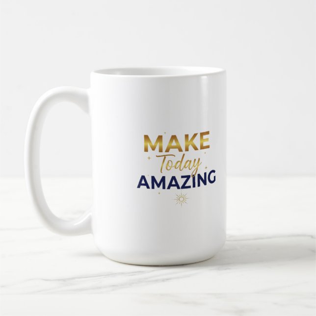 Make Today Amazing Gold Navy Sun Design Kaffeetasse (Links)