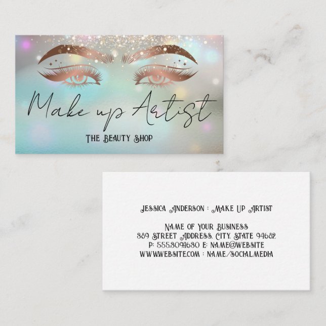 Make up Artist | Auge Lashes | Glühen Visitenkarte (Vorne/Hinten)