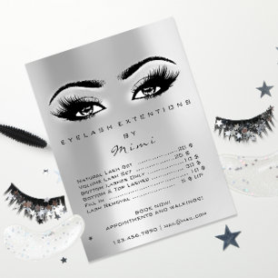 Make-up Augen Wimpern Verlängerung Preisliste Grau Poster