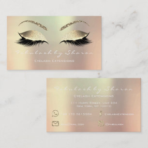 Make-up Augenbrauen Wimpern Glitzer Rosa Visitenkarte