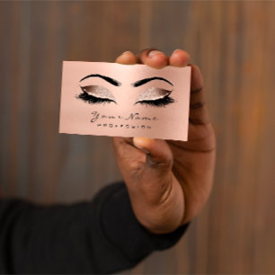Make up Augenbrauen Wimpern Glitzer roségold Wow Visitenkarte