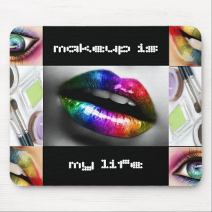 Make-up ist meine Lebenregenbogenlippen und Mousepad
