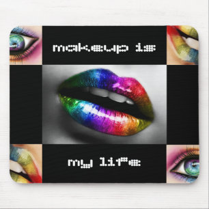 Make-up ist meine Lebenregenbogenlippen und Mousepad