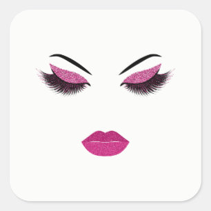 Make-up mit Glittereffekt Quadratischer Aufkleber
