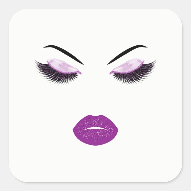 Make-up mit Glittereffekt Quadratischer Aufkleber (Vorderseite)