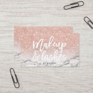 Make-up peitscht Typografie-RosengoldGlittermarmor Visitenkarte