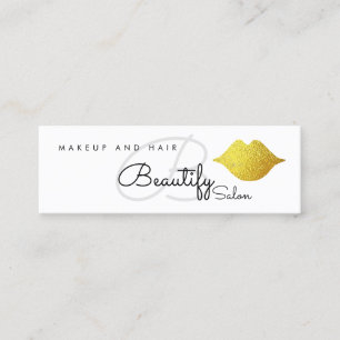 Make-up / schönes Salon Monogramm mit Goldlips Mini Visitenkarte