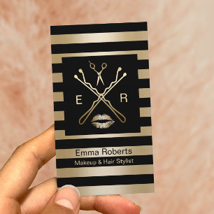 Make-up u. Haar-Stylist-elegantes Schwarzes u. Visitenkarte