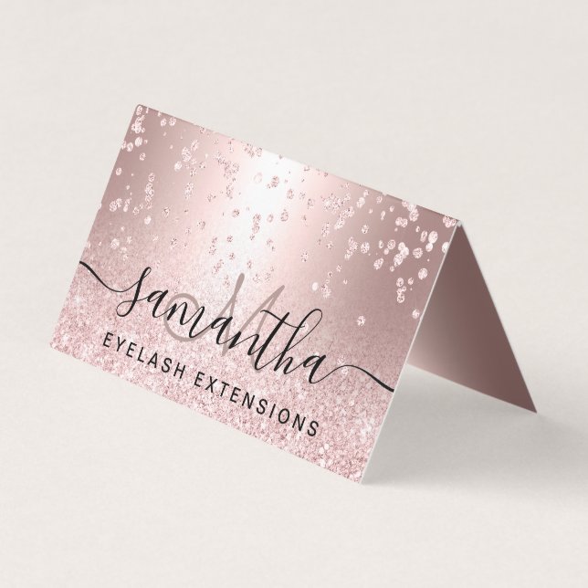 Make-uphaar-RosengoldGlitter Chic-Augenfürsorge Visitenkarten (Vorderseite)