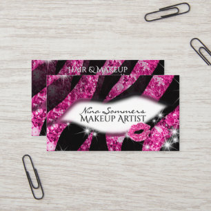 Make-upkünstler-bezaubernder rosa visitenkarte