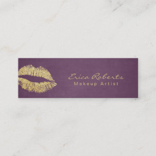 Make-upkünstler-GoldGlitzer-Lippenmodernes Lila Mini Visitenkarte