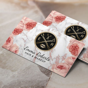 Make-upkünstler-Haar-Salon-Vintager Blumenmarmor Visitenkarte