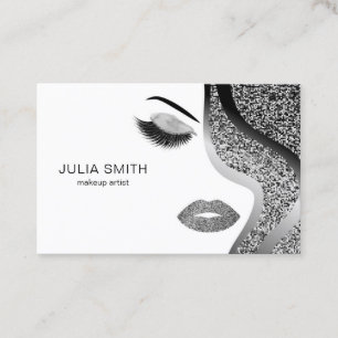 Make-upkünstler-Haar-Stylist-Silber-Glitzer Visitenkarte
