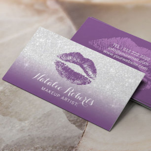 Make-upkünstler-lila Lippenstift-moderner Salon Visitenkarte