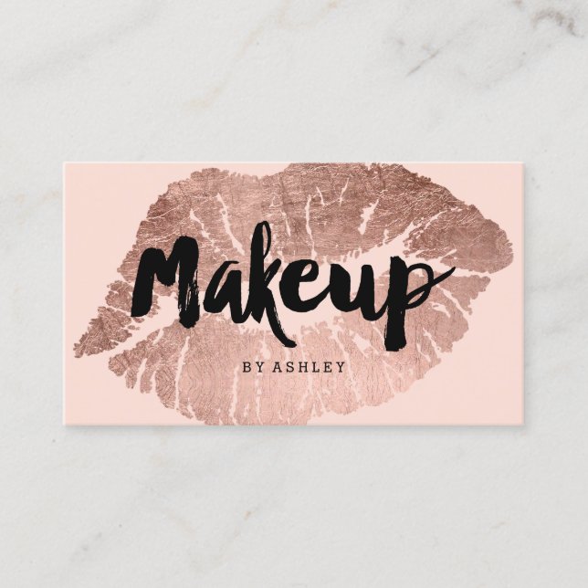 Make-upkünstler-LippenRosen-Goldtypographie Visitenkarte (Vorderseite)