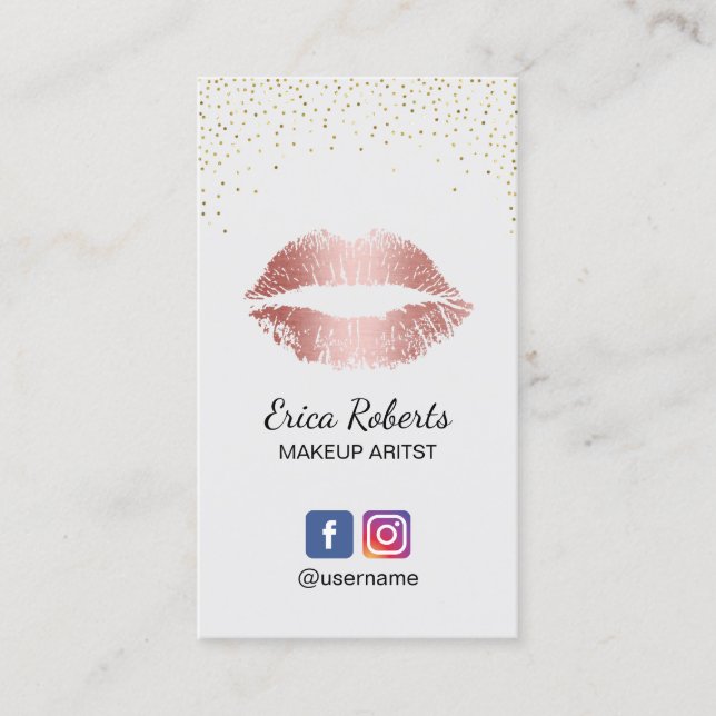 Make-upkünstler-Rosen-Goldlippensalon-Verabredung Terminkarte (Vorderseite)