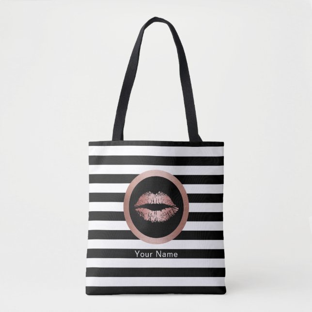 Make-upkünstler-Salon-Rosen-Goldlippenmoderne Tasche (Vorderseite)