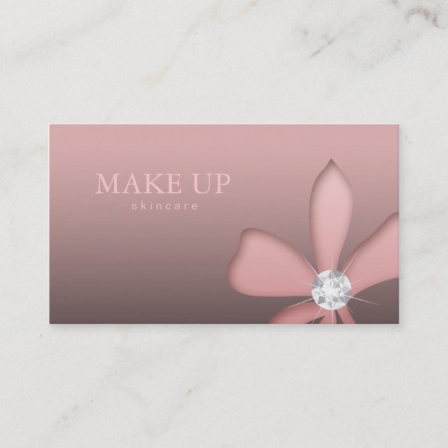 Make-upkünstler-Schmuck-Rosa-Blumen-Weiß-Diamanten Visitenkarte (Vorderseite)